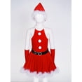 thumbnail image 3 of TSSOE Christmas Santa Claus Dress for Girls Sleeveless Velevet Tutu with Arm Sleeve Hats Clothes Set Red 6, 3 of 7