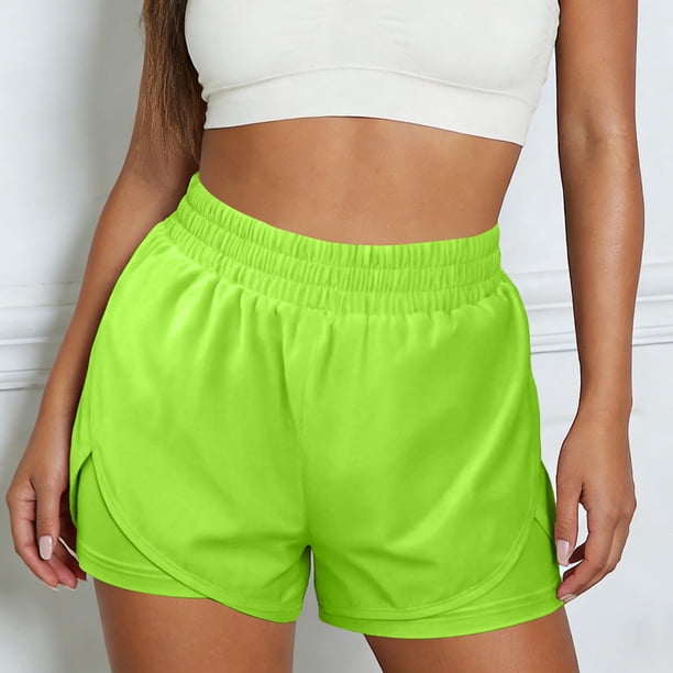 TaTaai Women's Breathable Solid Color Elastic Waist Shorts Anti-Slip Safety Liner 5" Pants with Pockets Casual Daily Wear Knee Length Shorts Gift