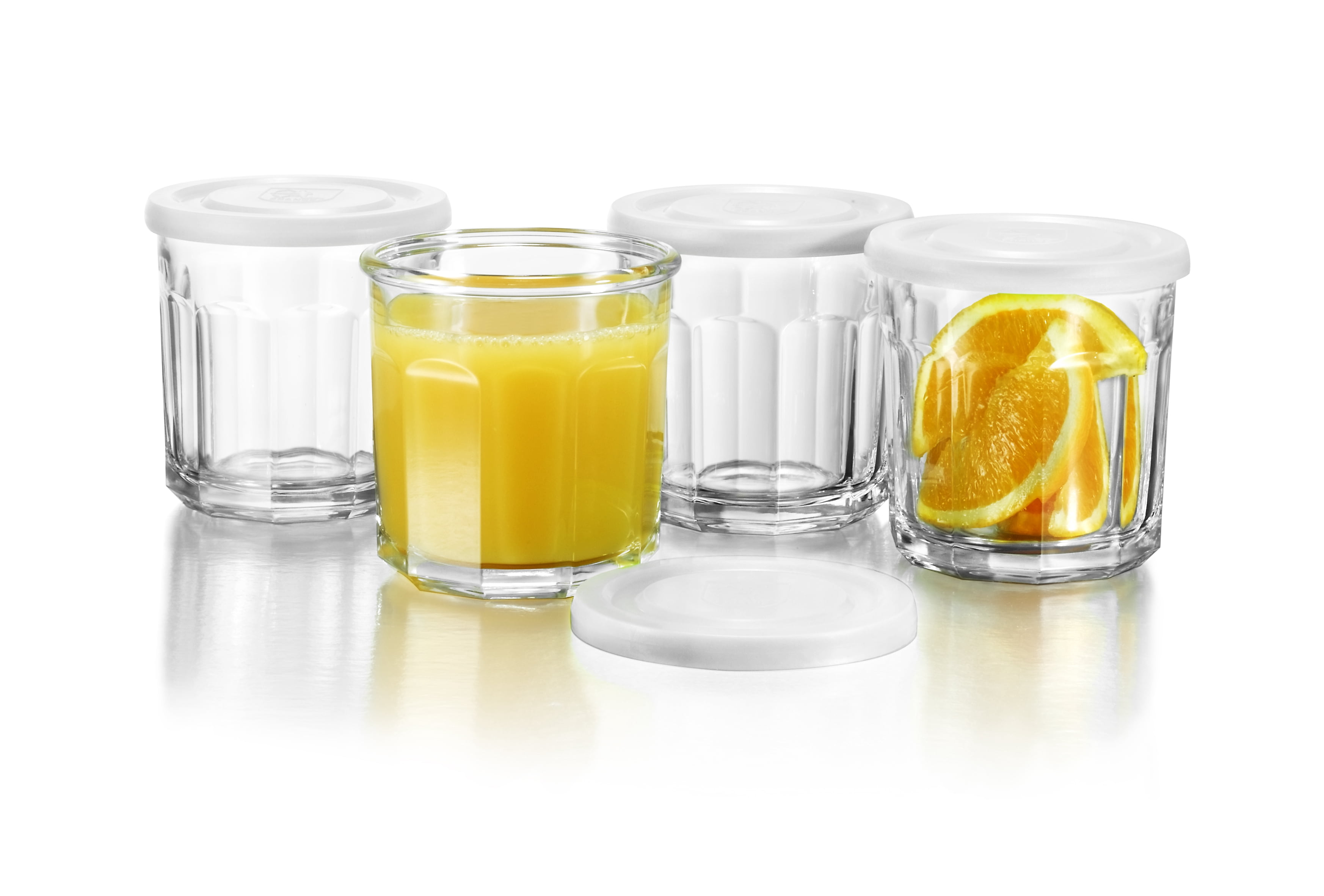 Luminarc 14 oz. Clear Working Glass Storage Jar/DOF With White Lids 4 PC Set