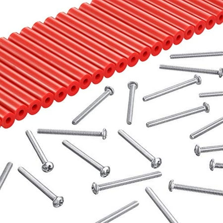 

48 Pieces Electrical Outlet Spacers Includes 24 Inch Switch 24 Pieces 1-1/2 Inch 6-32 Thread Flat Head Device Extra Long Electrical Outlet Screws (Red)