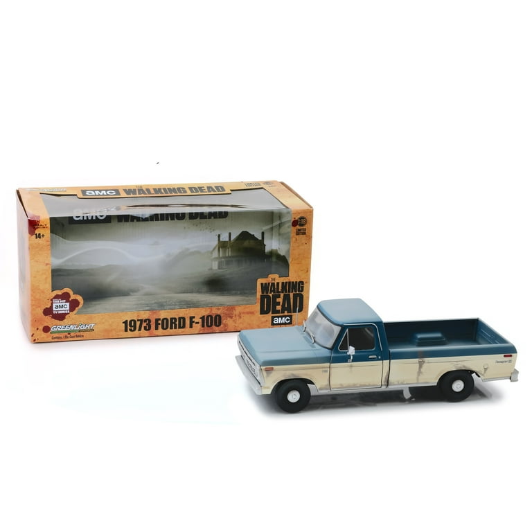1973 Ford F-100 Ranger XLT Pickup Truck Blue and Cream (Weathered