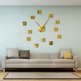 thumbnail image 2 of Blocks Mix Numbers Frameless Wall Clock Stickers, DIY Modern Decorative Clocks for Living Room, Bedroom, Office - Easy to Install, Large 3D Clock Design (Gold,37in), 2 of 6