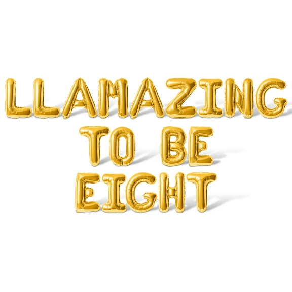 Letter Balloons - LLAMAZING TO BE EIGHT 16" Inch Alphabet Letters Foil Mylar Balloon 8th Birthday Party Banner (Gold)