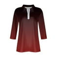 thumbnail image 3 of Womens Golf Polo Shirt 3/4 Sleeve Quarter Zip Up T-Shirt Gradient Print Plus Size Tunic Tops Blouses, 3 of 6