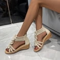 thumbnail image 2 of Nuevas sandalias de moda para mujer, tacón cómodo de talla grande, verano 2022, cuña gruesa para niñas, sandalias gruesas de color Beige para mujer, sandalias de talla grande 39 Gao Jinjia LED, 2 of 2