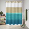 thumbnail image 6 of No Hook Shower Curtain, Teal Blue Ombre Shower Curtains for Bathroom with See Through Top Window, Modern Abstract Gradient Art Waterproof & Washable Bath Curtain Stall 48"x72", 6 of 9