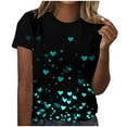 thumbnail image 3 of Itsame Womens Heart Printed T-Shirt Valentine's Day Short Sleeved Tops Relaxed Round Neck T Shirt Blue Size M, 3 of 6