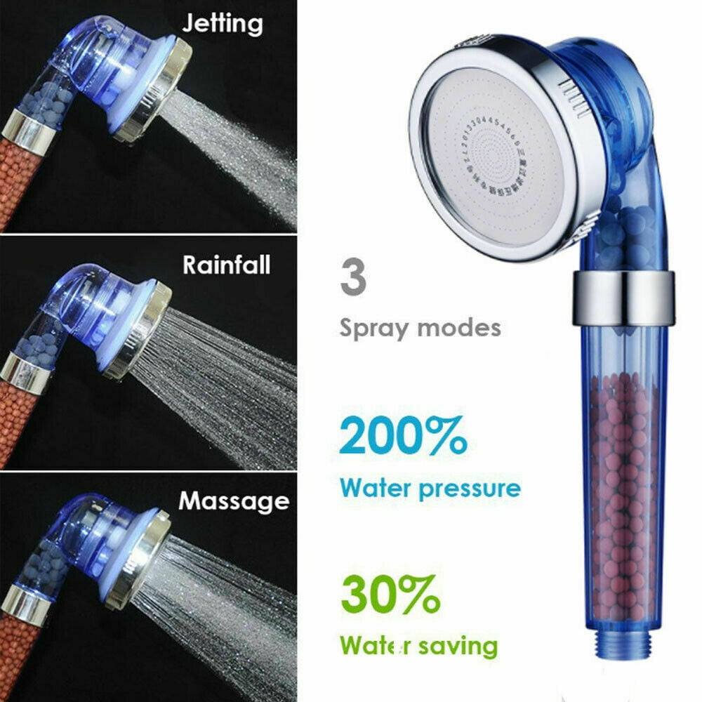 Pressure Ionic Handheld Shower Head Filter Supercharged Showerhead Large Rainfall Water-Saving with Filter Beads