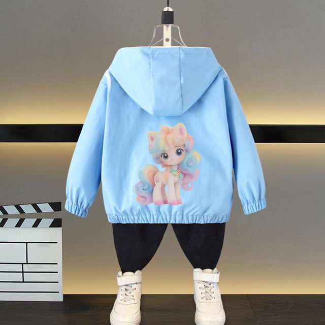 LOVZFMLL Vestes pour Filles Printemps Veste à Manches Longues à Capuche Décontractée Fine 3-4 Ans