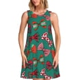 thumbnail image 1 of Balery red and green bow tie Vestidos de verano para mujer con estampado: vestido holgado sin mangas, vestido playero informal y cómodo para días calurosos., 1 of 7