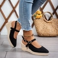 thumbnail image 2 of Modisza Pointed Closed Toe Wedge Sandals for Women Casual Slingback Suede Espadrilles Slip on Walking Shoes for Ladies Work size 6.5 Black, 2 of 7