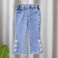 thumbnail image 2 of NAISIBABY Girls Flare Jeans 4T, with Pockets Elastic High Waist Fashion Casual Kids Denim Pants Light Blue (1-6T), 2 of 7