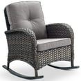 thumbnail image 2 of POCASSY Outdoor Rocking Chair with Cushions, 1PC All Weather Wicker Patio Rocker with Deep Seat and High Back for Porch, Balcony and Pool, Gray, 2 of 6