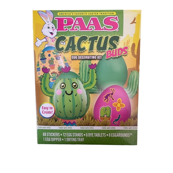 PAAS Cactus Buds Egg Decorating Kit Dye Stickers Eggarounds