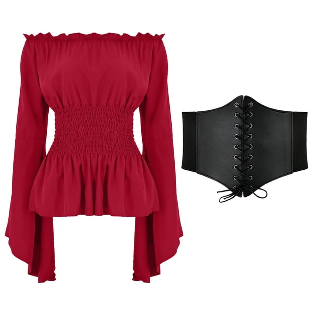 JFHHQ Robe de Fête Victorienne en Coton Robe de Cour pour Femmes Rouge P