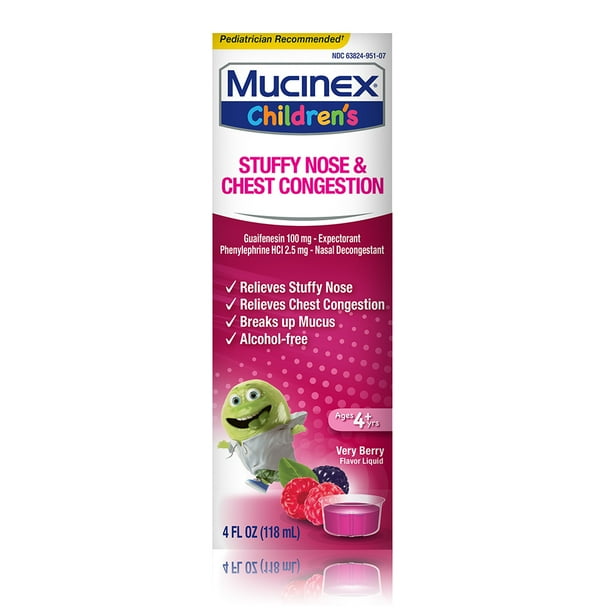 Mucinex Children's Liquid Stuffy Nose & Cold Mixed Berry 4 oz