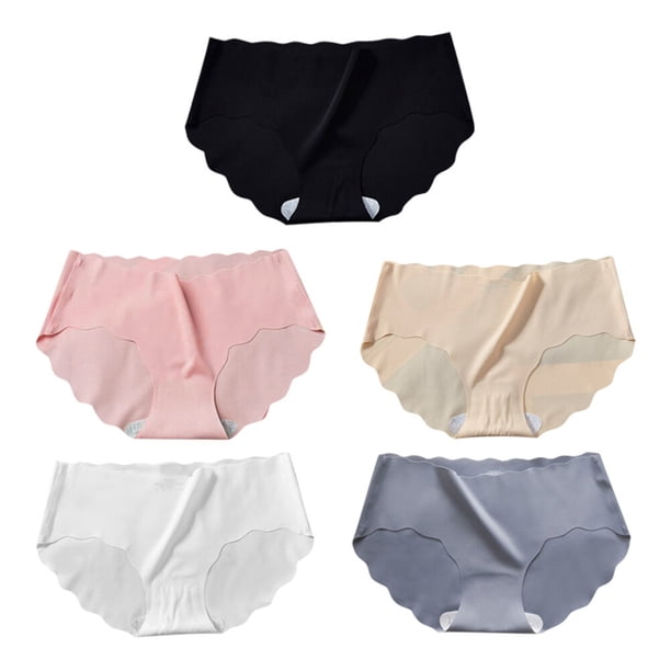 5pcs mujer color puro triángulo transpirable pantalones (negro, blanco, rosa, gris claro)