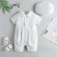 thumbnail image 6 of Generic Baby Romper Summer Short Sleeve Button Decorated White Jumpsuit Baby Boy Girl Solid Color Sundress for Catwalk Performance Holiday Party Wedding Christmas（18-24 Months White）, 6 of 8
