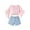 Pink, variant on Afdoent Cute Outfits For Girls Summer Girls Off Shoulder Floral Print Flared Sleeve Top & Denim Shorts 2 Piece Set Fashion 2-3 Years