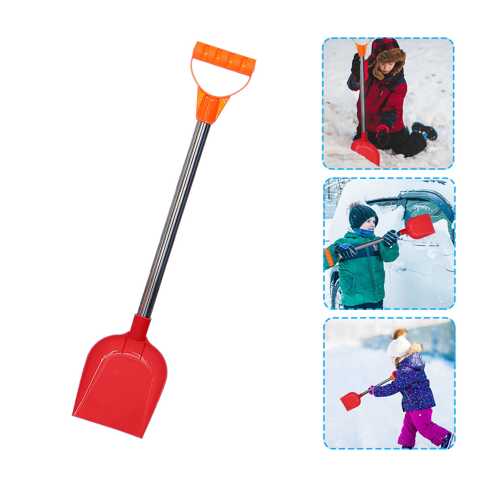 4Pcs Childrens Snow Shovel Heavy Duty Beach Diggers Sand Scoop Snow Shovels for Kid-Dune Spoons Beach Diggers-Plastic Kid Sand or Snow 18inch 4 Color Combinations 