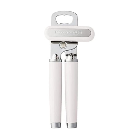 Classic Multifunction Can Opener and Bottle Opener Easy to Use, Razor Sharp Stainless Steel Cutting Wheel, Soft Ergonomic Handles, Black