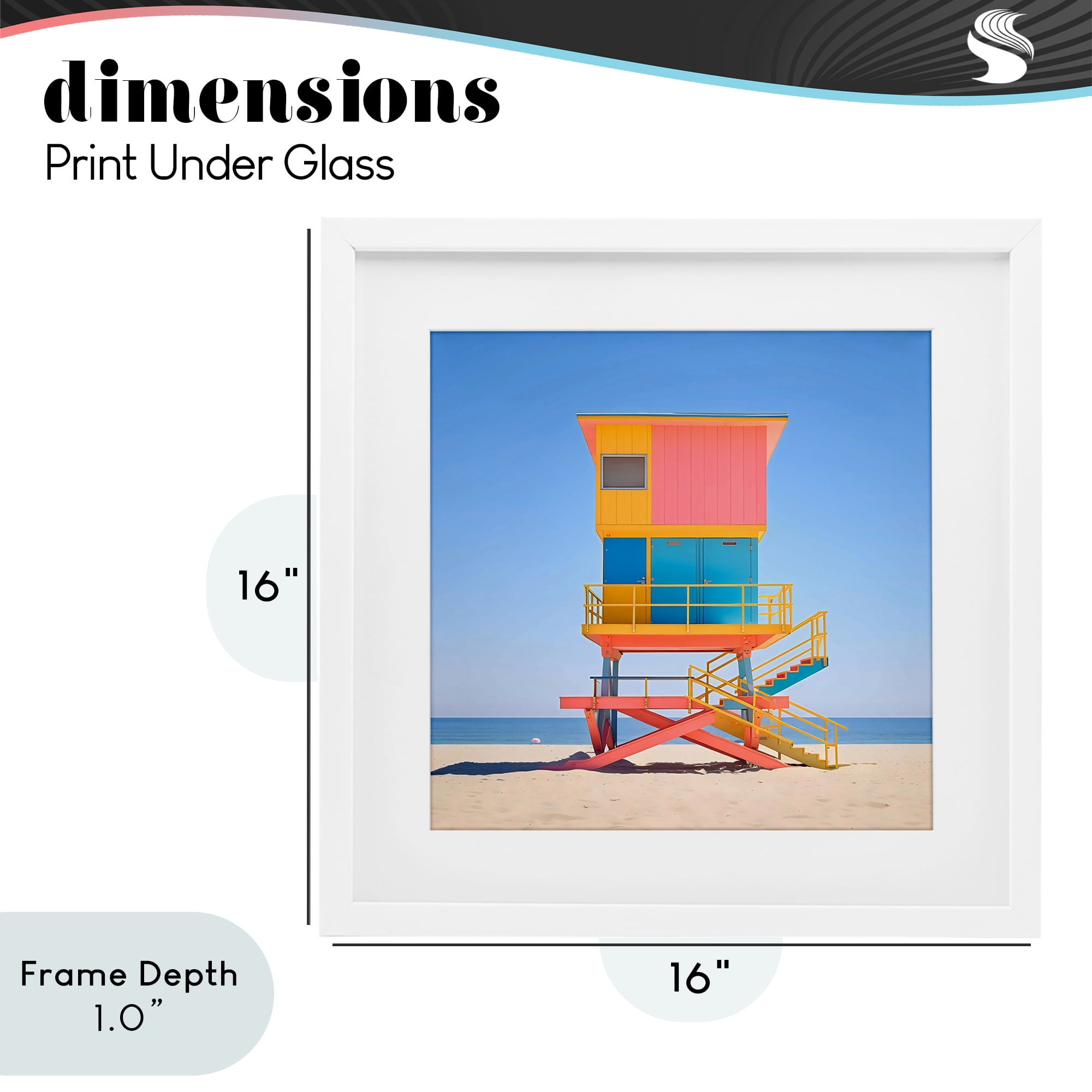 Stupell Industries Deco Lifeguard Tower on Beach White Framed Print Under Glass, design by Creative Studio