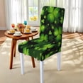 thumbnail image 5 of Xoenoiee Green Shamrock Print Chair Covers Set of 6 and Table Cloth, Stretch Chair Slipcovers Table Cloth St. Patrick's Day Decor, Washable Removable Chair Protector Chair Covers for Dining Room, 5 of 6