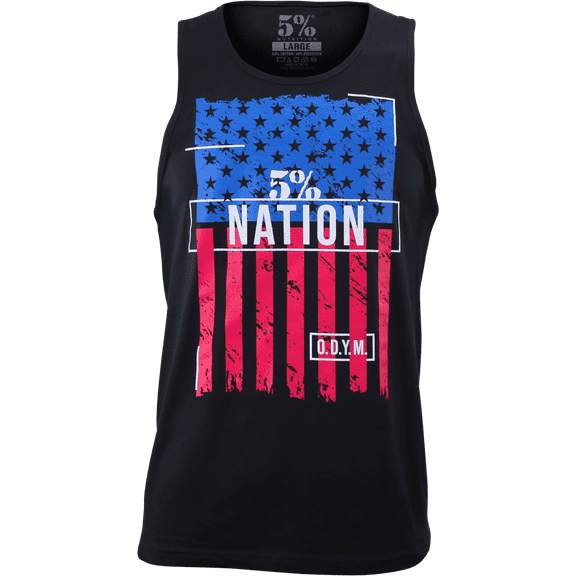 5% Nutrition Black Tank Top, Sleeveless Muscle Shirt, Gym Top for Men, Bodybuilding Men's Activewear