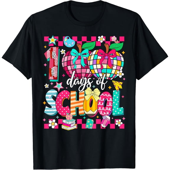 100 Days of School Pencil Coquette Bow 100th Day of School Adult T-shirt