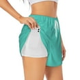 thumbnail image 3 of Lsque Teal Turquoise Printed Women's Running Shorts with Liner Pockets,Elastic Quick Dry Workout Athletic Gym Yoga Shorts,Womens High Waist Shorts-Small, 3 of 9