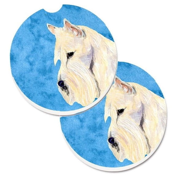 Blue Wheaten Scottish Terrier Set of 2 Cup Holder Car Coaster