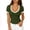 Army Green, variant on Stretchy Ribbed Ringer Tee for Women, Brown V Neck Slim Fit Short Sleeve with Contrast Trim, Casual Everyday Ribbed Top, S-XXL,Size 2XL