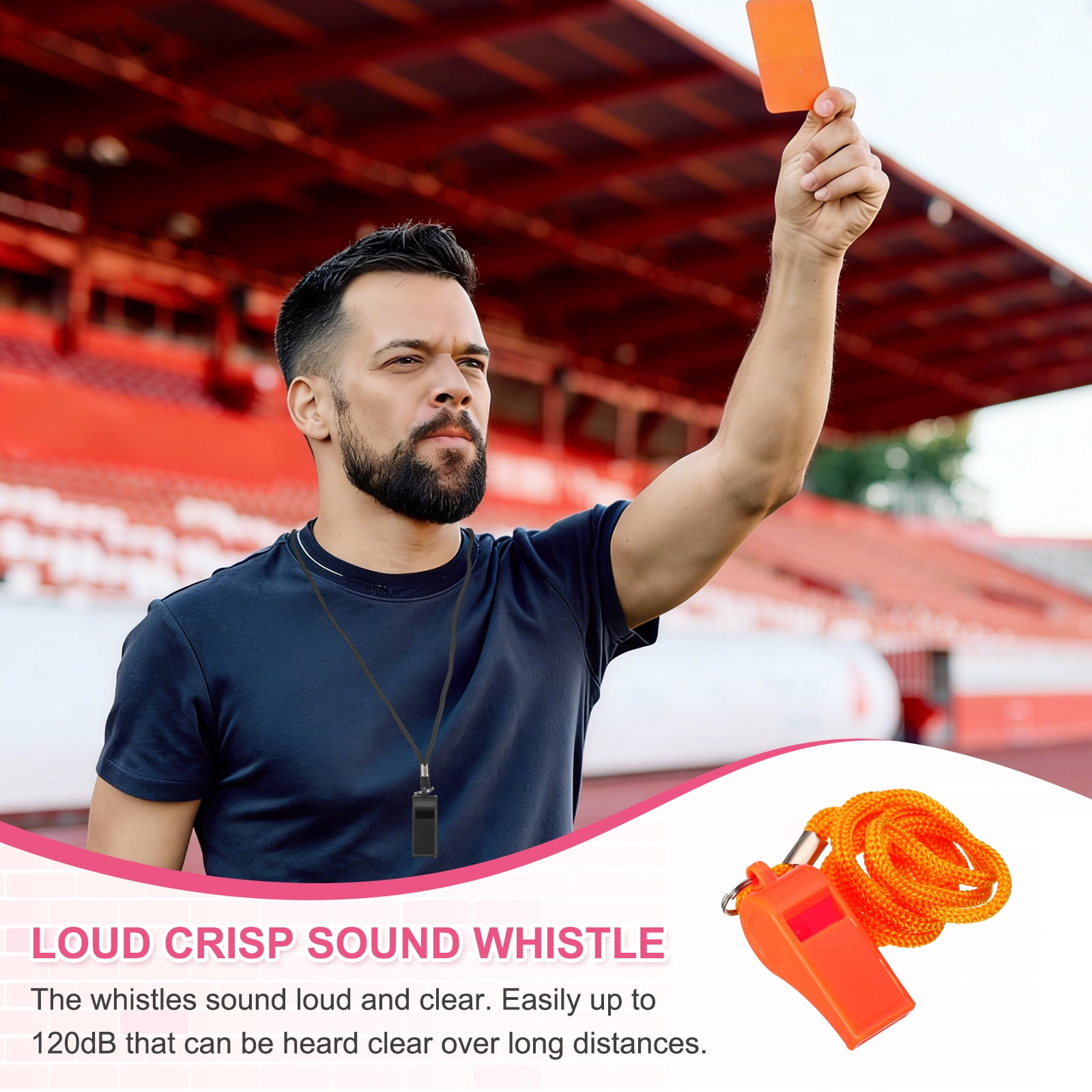 Uxcell Plastic Whistles with Lanyard, Training Sports Gather Whistles Loud Crisp Sound Colorful Bulk Whistle 36 Pcs & Orange -Fitting for (Coaches/Referee/Outsides/Team Events)