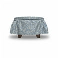 thumbnail image 4 of Ivory and Blue Ottoman Cover, Sketch Spring Flora, 2 Piece Slipcover Set with Ruffle Skirt for Square Round Cube Footstool Decorative Home Accent, Standard Size, Pale Blue and Ivory, by Ambesonne, 4 of 5