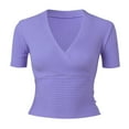 thumbnail image 5 of MESSUEN V Neck Sweaters for Women Lightweight Sweaters for Women Fitted Shirts for Women's Shirts Blouses Womens Dress Shirts Womens Shirts Casual Basic Top for Women Purple L, 5 of 5