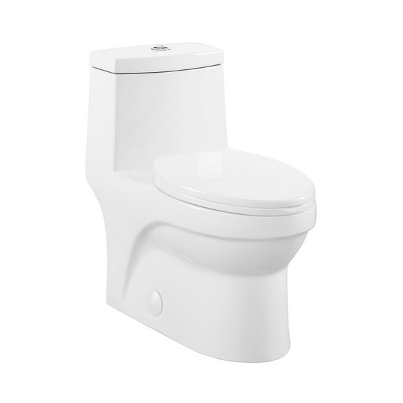 Swiss Madison Virage White Ceramic Elongated 12in, 1.1/1.6 GPF Toilet