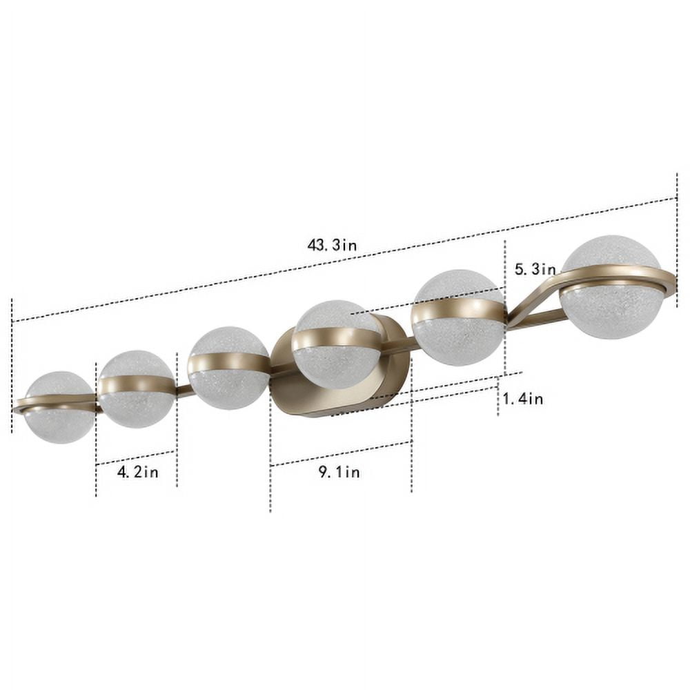 ACE-LIGHTS,6-Light Modern Minimalist Golden Bathroom Vanity Light With Acrylic Shades,Bathroom Mirror Lamp for Bathroom,Dressing Room,Bedroom,Living Room,Office,Restaurant,Bars(Brushed Gold)