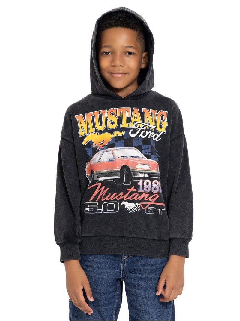 Ford Mustang Boys' Graphic Mineral Wash Hoodie Sweatshirt with