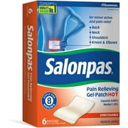 "Salonpas Pain Relieving Gel Patches HOT for Back, Neck, Shoulder, Knee Pain and Muscle Soreness - 8 Hour Pain Relief - 6 Count"