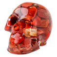 thumbnail image 3 of Halloween Spooky Crystal Resin Skull Statue, Colorful Mini Transparent Human Skull Head Figurine, Tabletop Shelf Ornament for Home Office Bedroom Bar Gothic Interior Decor, 3 of 5
