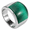silver green, variant on Men’s Stainless Steel Color Panel Ring, Modern Wide Band Statement Ring for Men, Sizes 7-12, Daily Wear Work Outfit Date Night Gift for Him