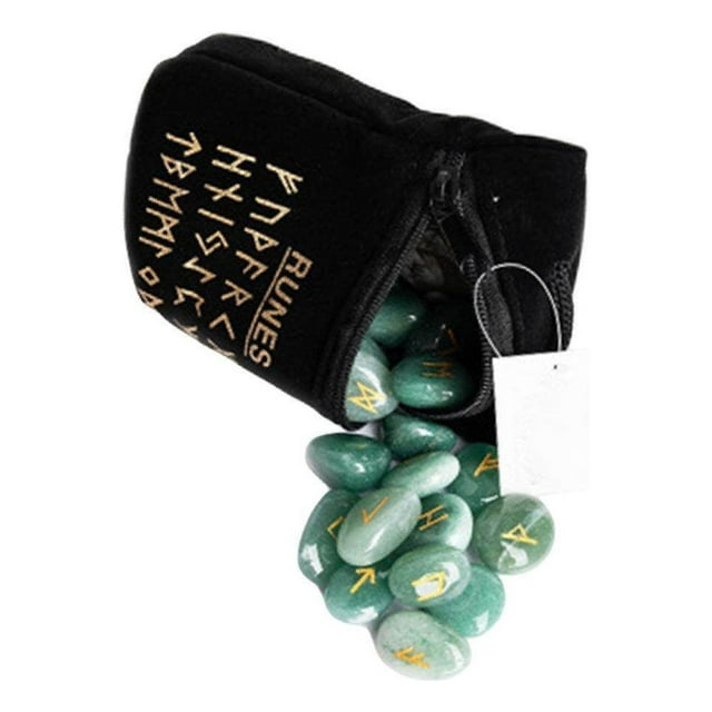 25Pcs Rune Stones Polished Energy Stones Stone Engraved Symbol Meditation Engraved Symbol Decors Green