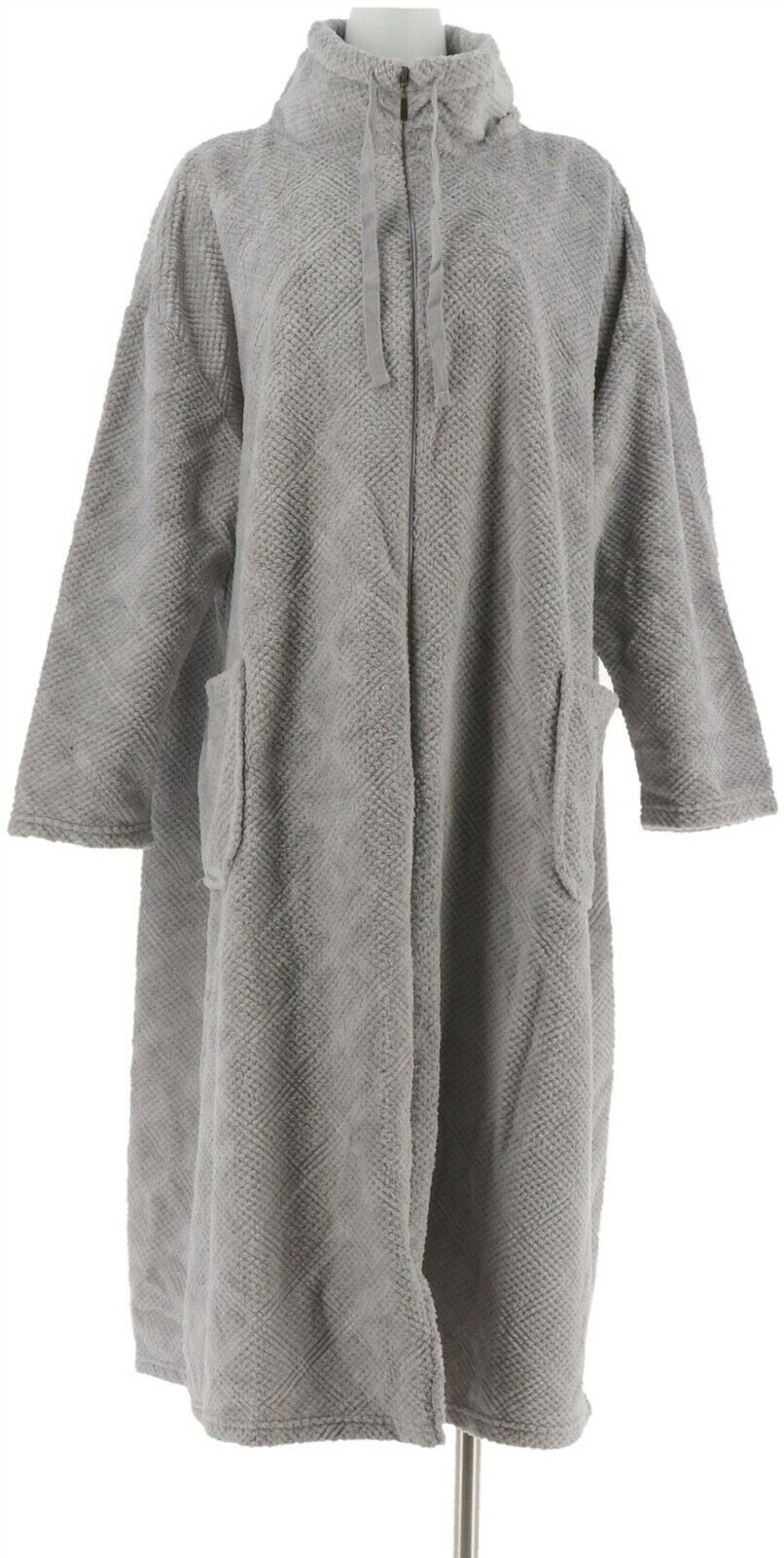 Stan Herman - Stan Herman Cowl Neck Full Zip Diamond Plush Robe Women's ...