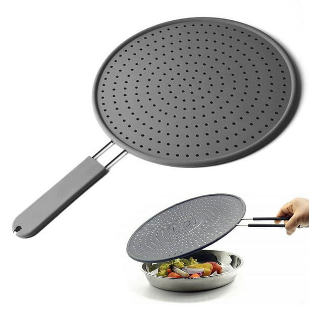 Silicone Splatter Screen Pan Cover 11", iPstyle Oil Splash Guard for Frying Pan Strainer Drain