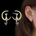 thumbnail image 3 of CILENON Small Fashion Personality Temperament Moon And Cat Earrings For Women Jewelry Gifts (Gold,One Size), 3 of 6