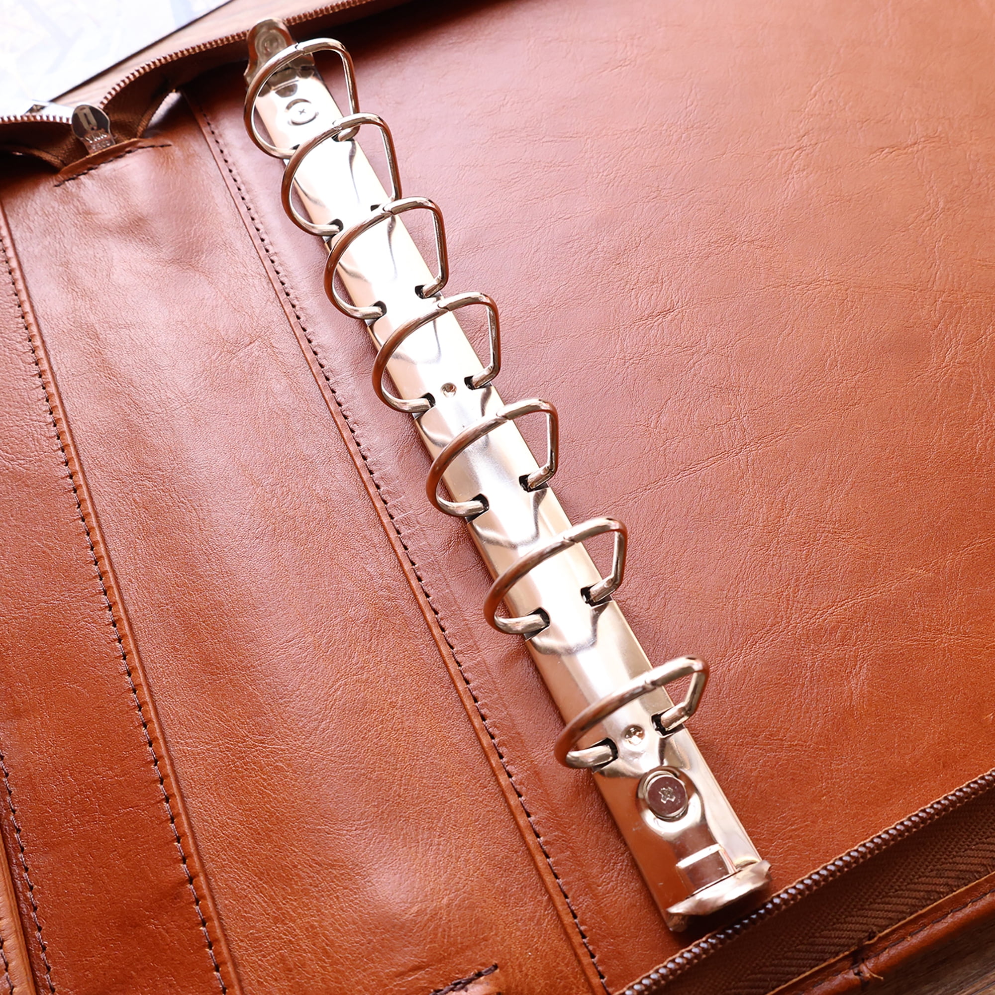 7 Ring Check Binder Cowhide Leather Check Portfolio for 3-Up Business Checks, Check Book Binder with Handle, Zippered Check Holder with 500 Check Capacity, Personalized Checkbook