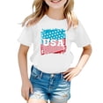 thumbnail image 4 of Toddler Girls Tops & T-Shirts Independence Day Flag Print 4Th Of July Round Neck Short Sleeve Tops Pullover Tshirts Outwear,White,3-4 Years, 4 of 4
