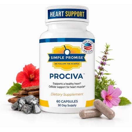Simple Promise Prociva - Arjuna Bark Extract Supplement with Folic Acid, Vitamin D & Magnesium, 60 Capsules