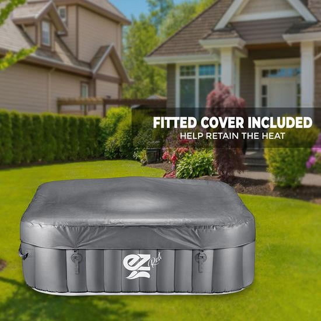 SereneLife 6-Person Square Inflatable Outdoor Spa, Gray