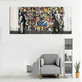 thumbnail image 2 of Canvas Wall Art Banksy Graffiti Pictures 3 Panels Modern Abstract Street Pop Art Posters Prints Artwork Home Decorations for Living Room Bedroom Office Framed Ready to Hang - 12"x16"x3pcs, 2 of 6